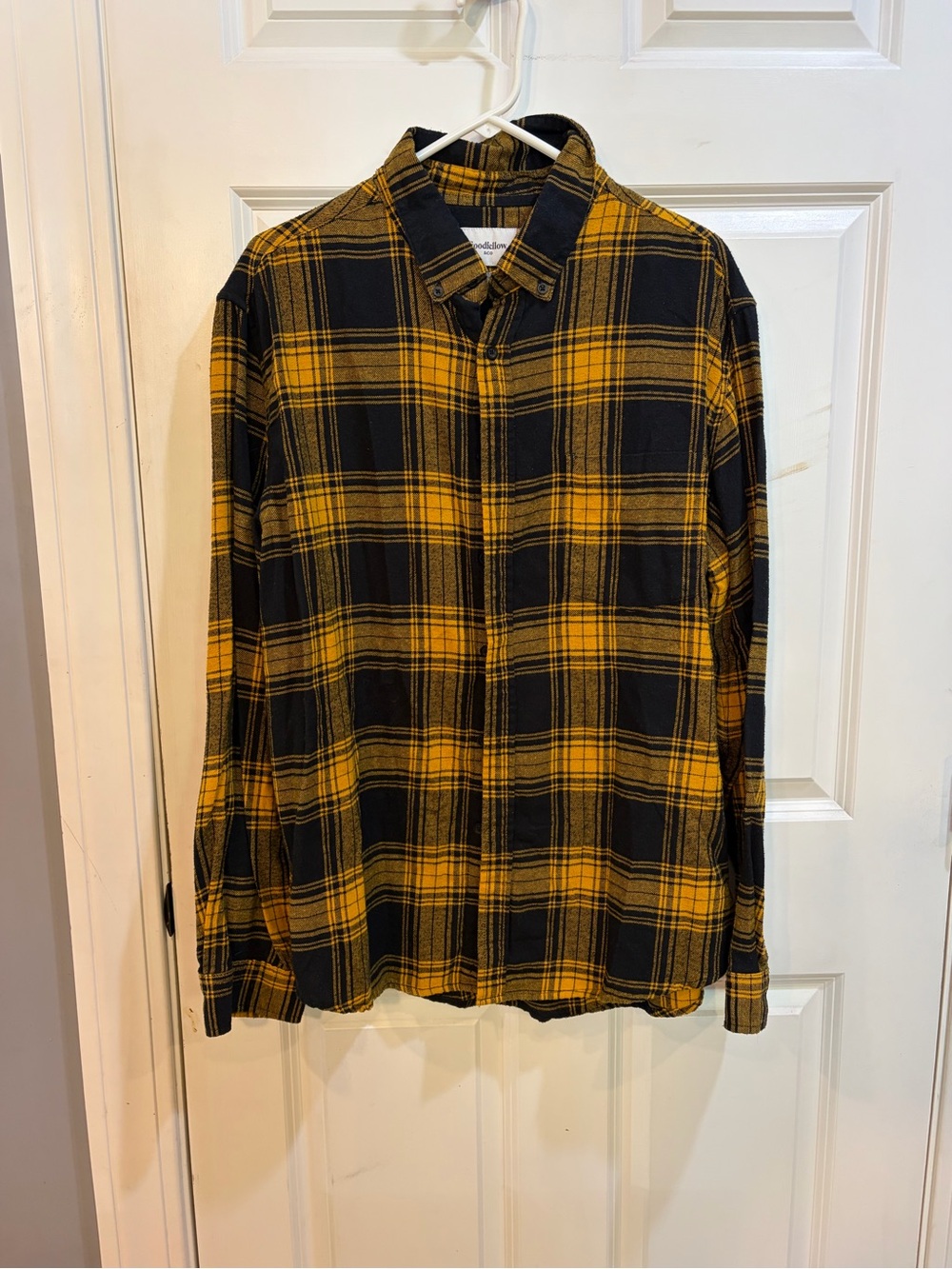 Men's Yellow & Black Plaid Goodfellow Button-Up Shirt